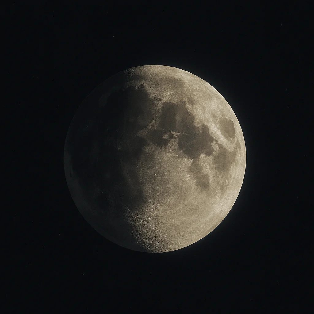 Büyüyen şişkin ay evresi: çoğu aydınlık, sol kenarda gölge