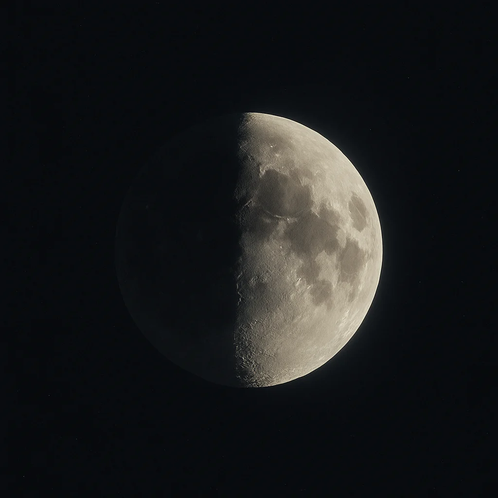 İlk Dördün evresi: sağ yarısı aydınlık