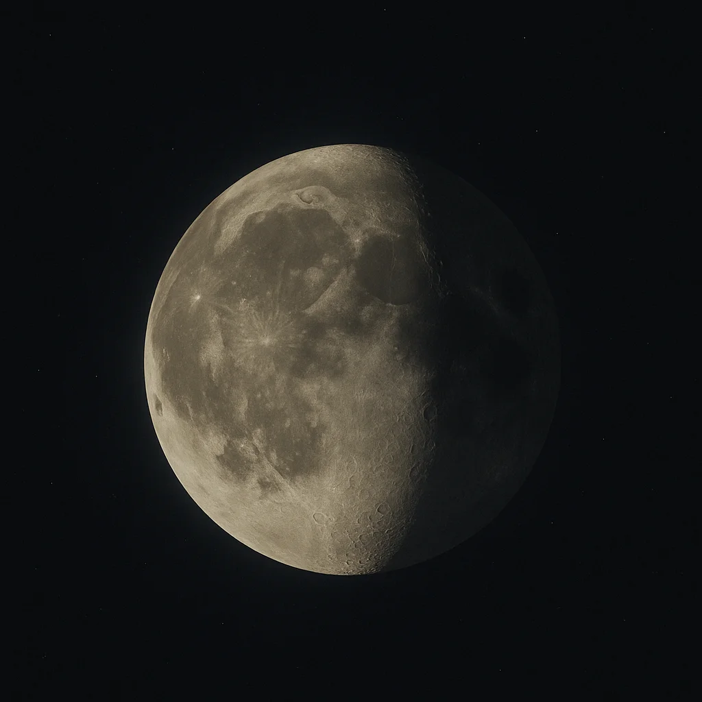 Küçülen şişkin ay evresi: sol kenardan itibaren karanlık